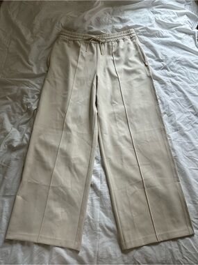 Athleta cream wide leg rack pants